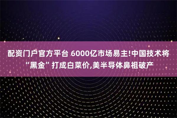 配资门户官方平台 6000亿市场易主!中国技术将“黑金”打成白菜价,美半导体鼻祖破产